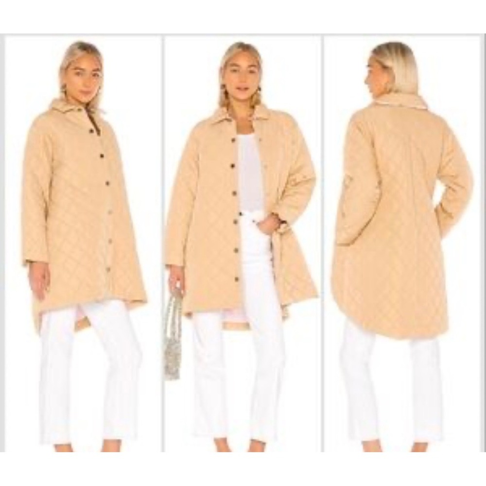 LPA Women Tan Quilted Diamond Barn Jacket Coat Snap Front XXS NEW
